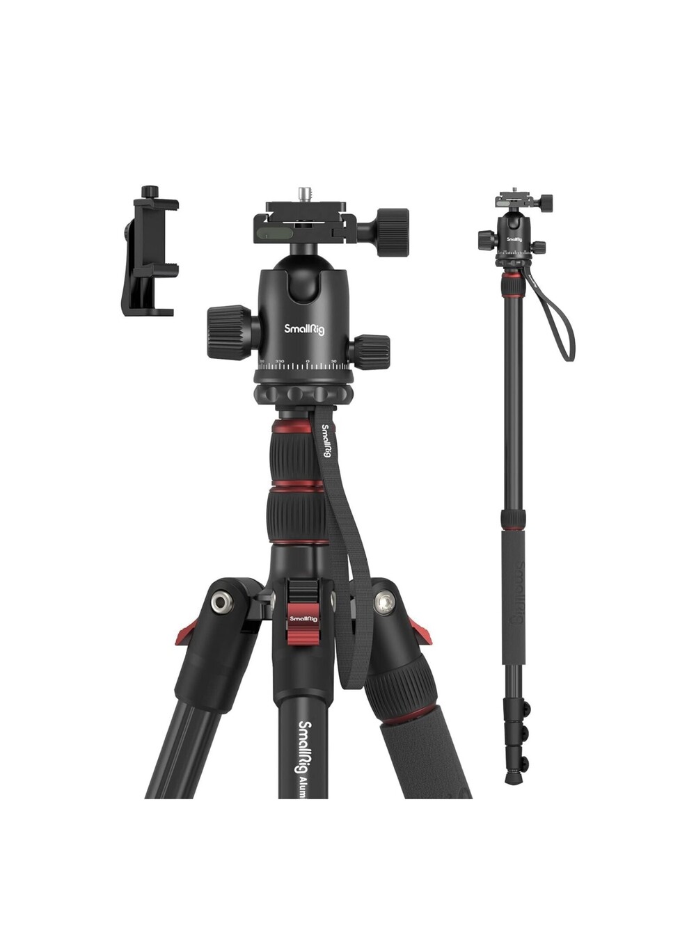 SmallRig Carema Tripod 78.7" Foldable Aluminum Tripod & Monopod 360°Ball Head